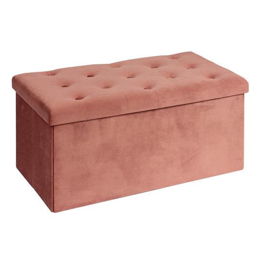 B FSOBEIIALEO Folding Storage Ottoman, Long Ottomans Shoes Bench, Velvet Storage Chest Footrest Seat 31.5"x15.7"x15.7" (Warm Red, Large)