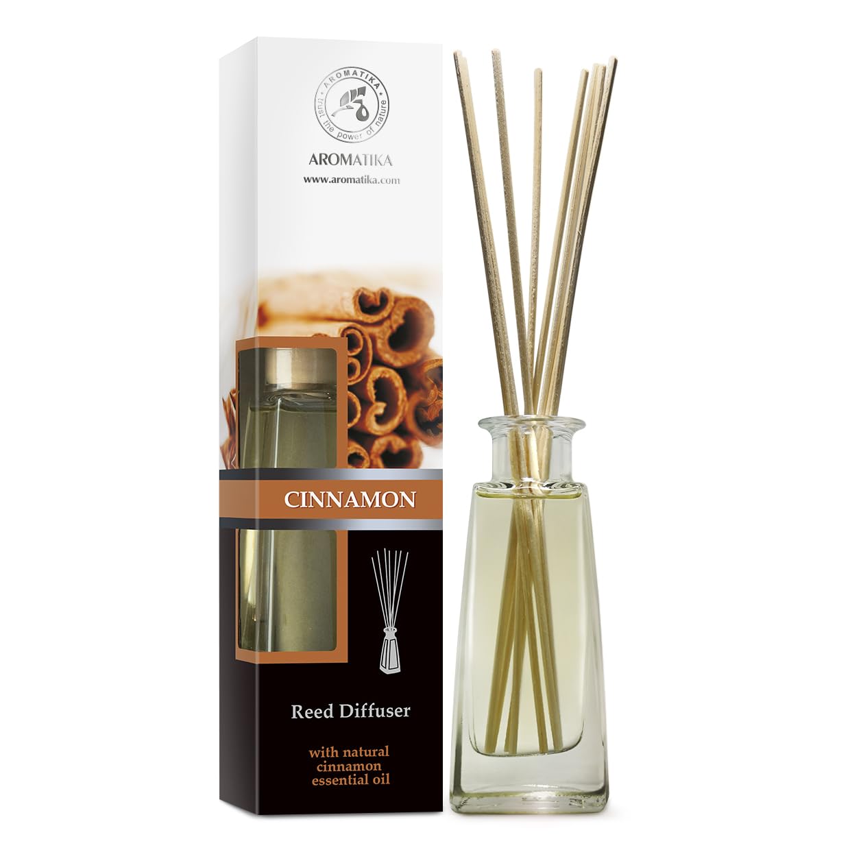 Reed Diffuser Cinnamon 3.4 Fl Oz(100ml) - Room Diffuser with Cinnamon Essential Oil - Home Fragrance - Aromatherapy Air Freshener - Oil Diffuser - Scented - Cinnamon Aroma