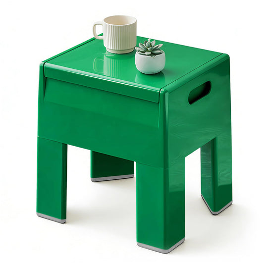 Permory Colorful Plastic Nightstand, Easy-to-Assemble Side Table with Storage (Green)