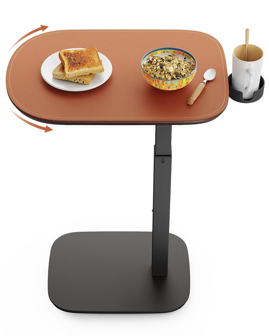 SAIJI Swivel Top TV Tray, Adjustable Height & Large Size & Heavy Duty Side Table for Couch, Sofa, Bed, Recliner, Living Room, C Shaped End Table for Eating, Dinner or Laptop, Small Spaces