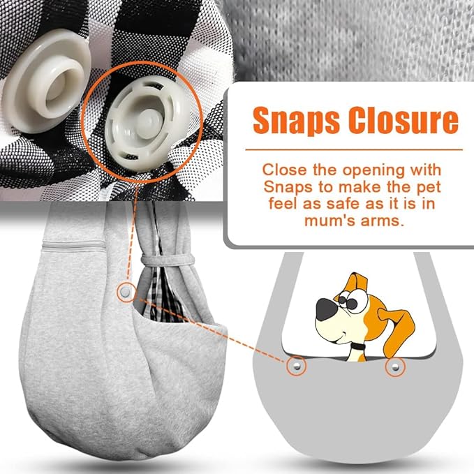 Tomkas Small Dog Sling Carrier - Zipper Pocket & Adjustable Strap - for 3-10 lbs Pets(Grey) Puppy