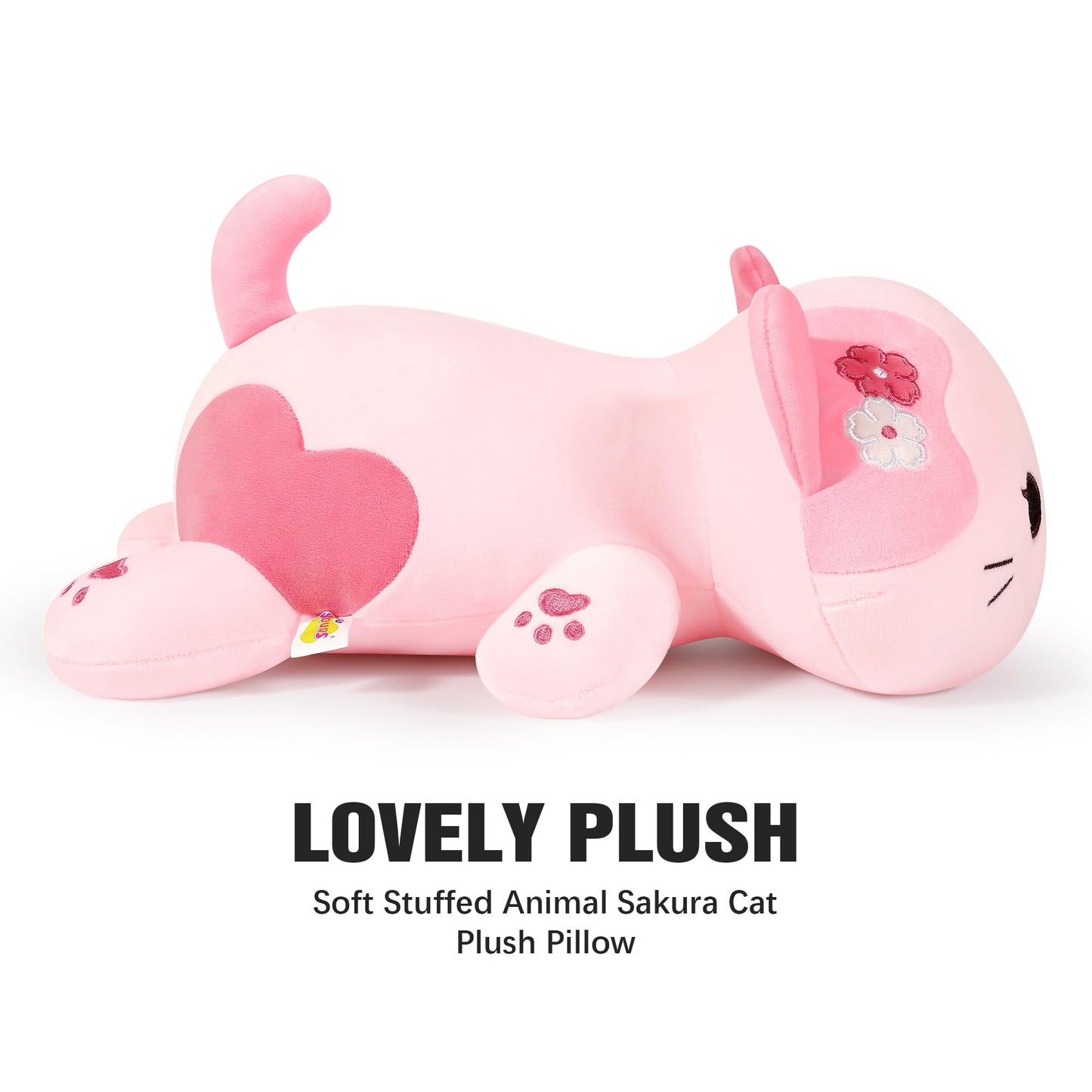 Onsoyours Original Sakura Cat Plush Cute Kitten Stuffed Animal Soft Little Pink Kawaii Kitty Plush Toy Gift for Kids & Adults (Sakura Cat, 9")