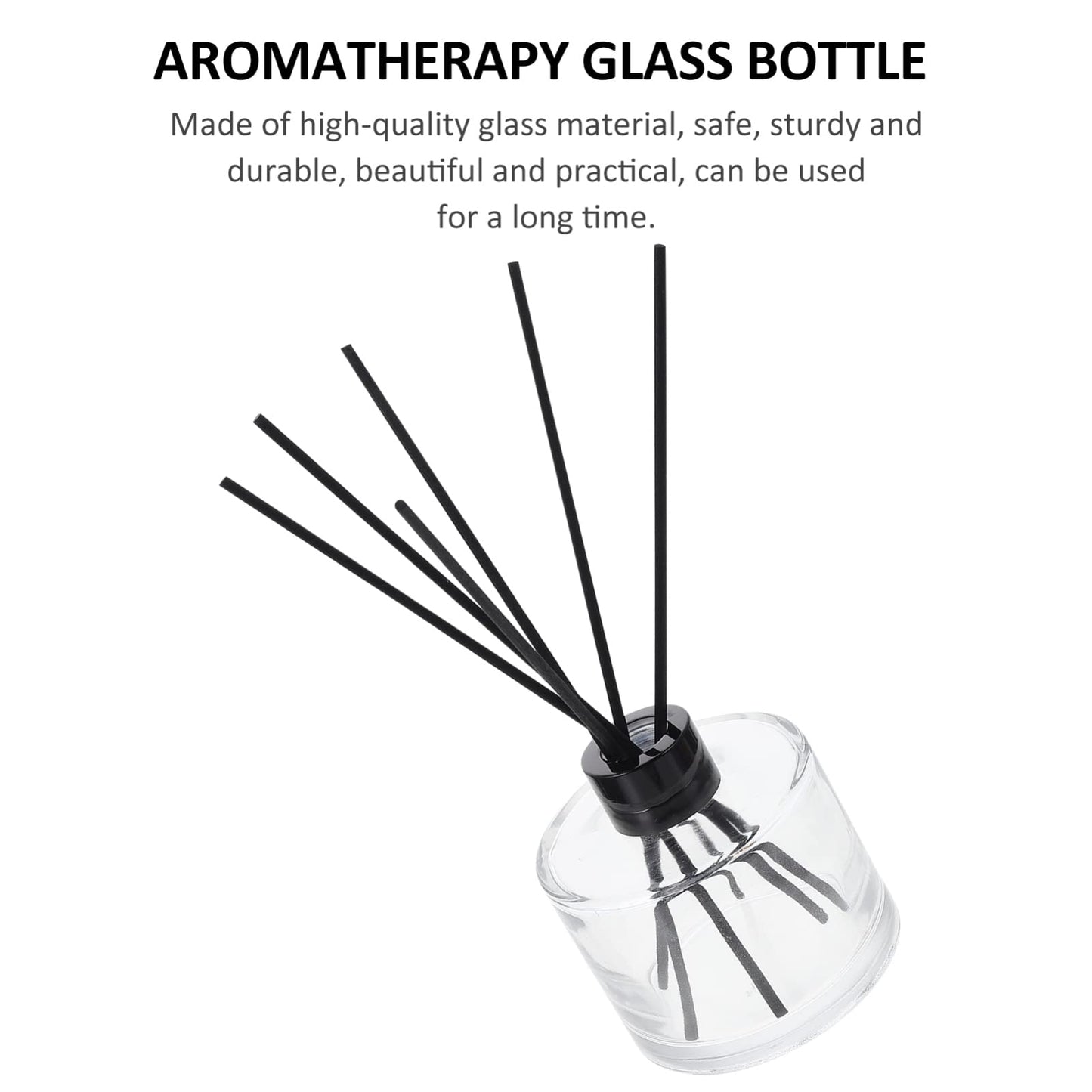 1set Glass Bottles Reed Diffuser Bottle Black Rattan Sticks Refillable Perfume Diffuser for Home Car Living Room Decor and Spa