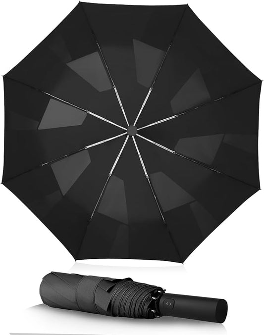 BAODINI Windproof Umbrella for Rain Folds Easily Automatic Open Close 46 inch Compact Travel Portable Umbrella for Men and Women