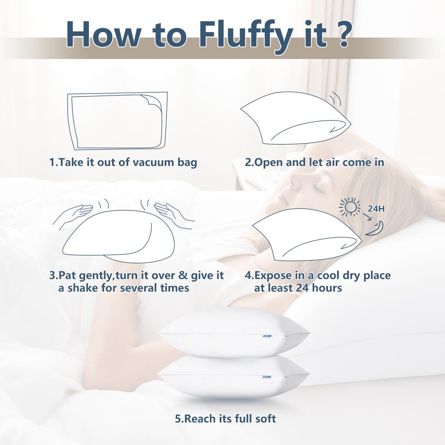 CozyLux Soft Supportive Bed Pillows for Side and Back Sleepers, Oeko-Tex Certified Down Alternative Filling, Hotel Quality Fluffy Sleeping Pillow, White, Queen - 18" x 28", 2 Pack