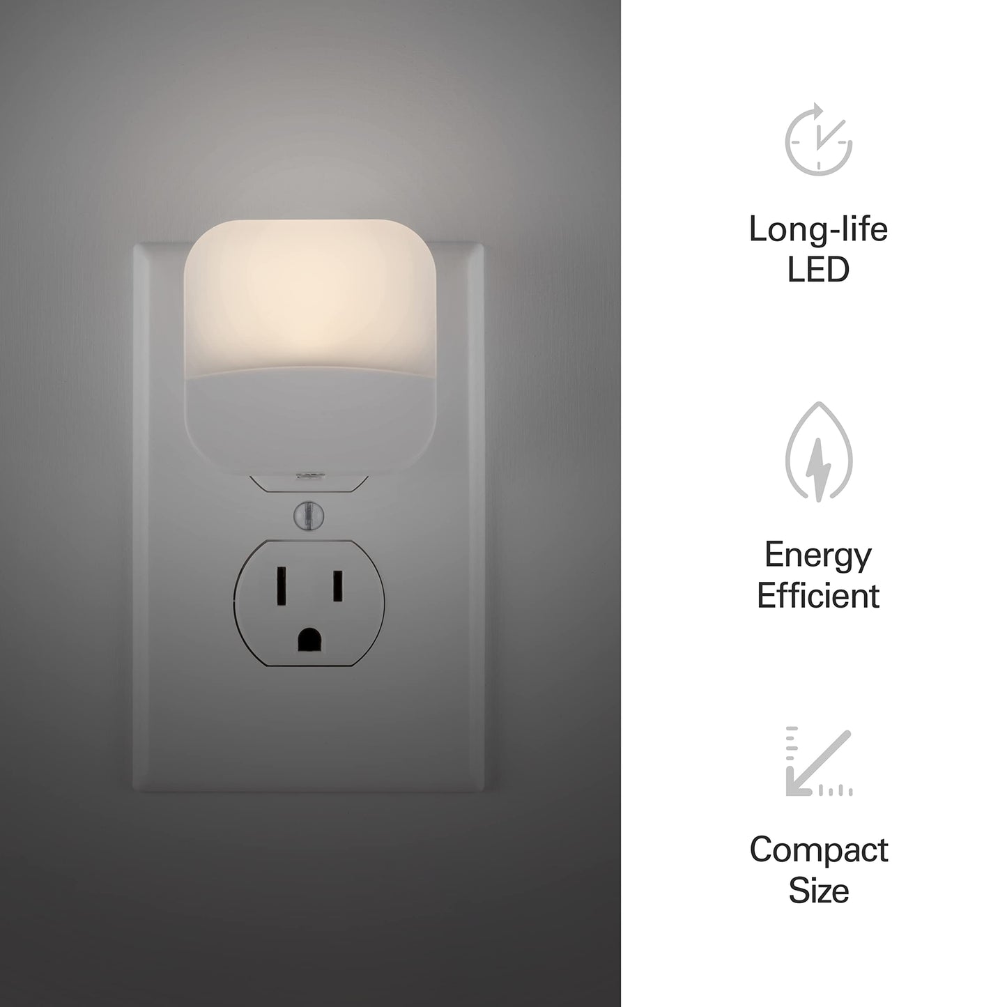 Lights by Night Plug In Night Light Bedroom Decor Apartment Essentials LED Lights Ambient Lighting Dusk to Dawn Sensor Nightlight Bathroom, Square 6 pack