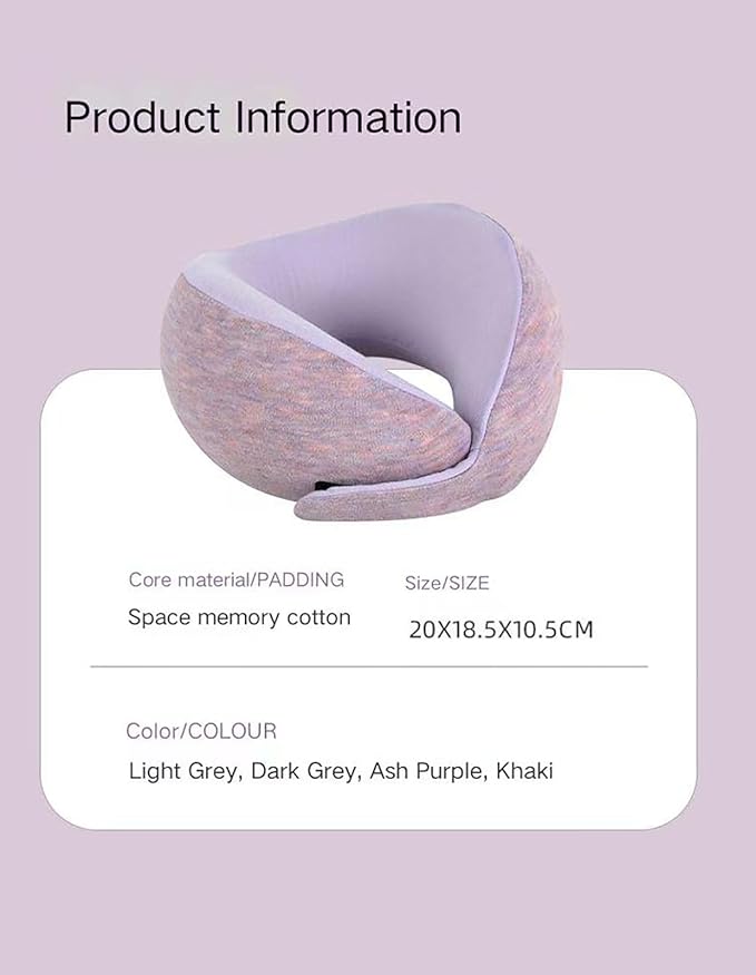 Kids Memory Foam Travel Neck Pillow, 360° Support,Travel U-Shaped Airplane Pillow, Foldable，Suitable for Commuting, Flying, Working, and Living at Home (Light Gray)