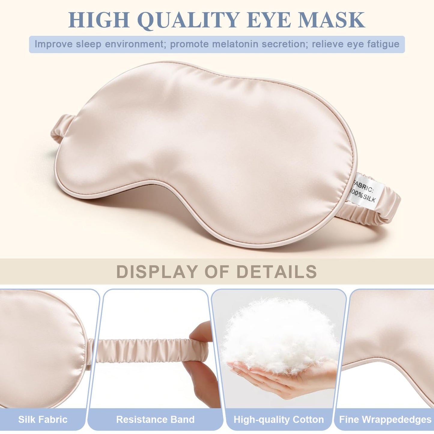 Doitory Silk Sleep Mask,Eye Mask for Sleep Women Men,Mulberry Sleeping Mask with Adjustable Strap,Blindfold Blackout Eye Mask for Travel and Full Night's Sleep,Nap