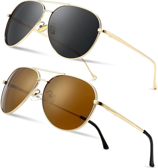 SUNGAIT Women's Lightweight Oversized Aviator Sunglasses - Classic Style Polarized Lens