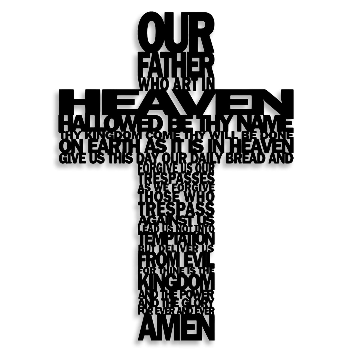 LIYOUYA Metal Cross Wall Decor - Rustic Farmhouse Decor Black Prayer Text Cross Wall Art Home Decor for Living Room, Bathroom, Bedroom, Dining Room, Office, Church (Black)