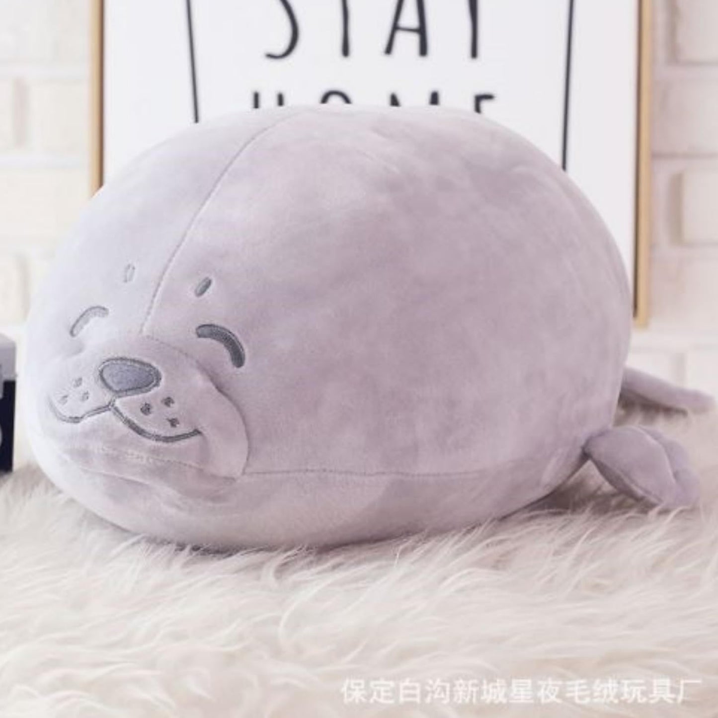 OUKEYI Seal Pillow, Chubby Seal Plush Pillow Stuffed Cotton Plushies Animal Toy Cute Ocean Pillow for Bed Sofa, Kids Gifts for Birthday,Valentine,Christmas 15.7" (Grey)