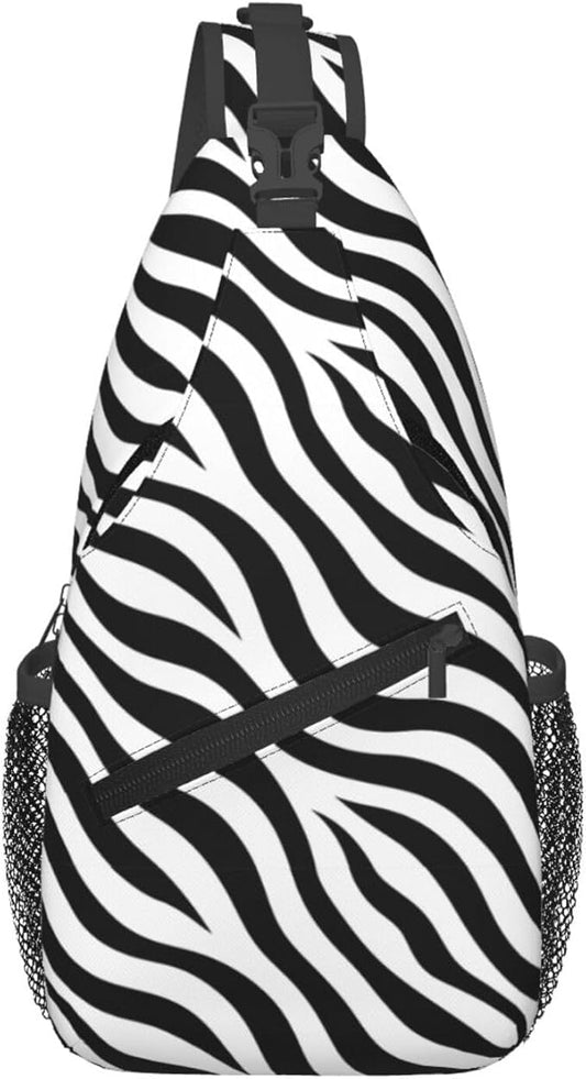 QFXUYNG Zebra Print Adult Sling Bag Unisex Chest Bags Crossbody Backpack Casual Daypacks Shoulder Bag for Women Men Cycling Hiking Travel