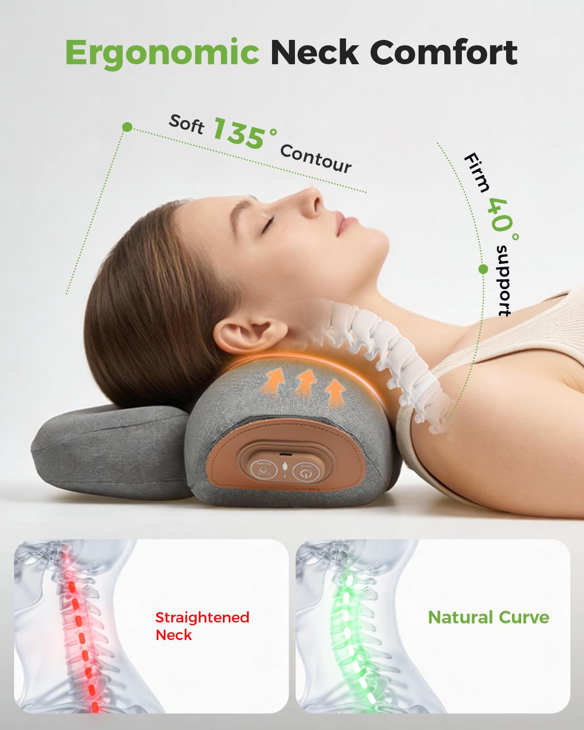 swancode 3-in-1 Neck Massager Pillow for Pain Relief Deep Tissue with Heat, Cordless & Rechargeable Massager with Traction for Neck Hump & Shoulder Comfort, Memory Foam Pillow