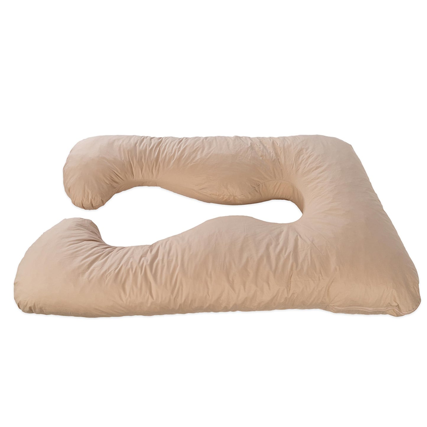 MyPillow Double U Shape Maternity Pillow – 56" x 30" Full Body Pregnancy Pillow with Removable Zippered Cover, Almond
