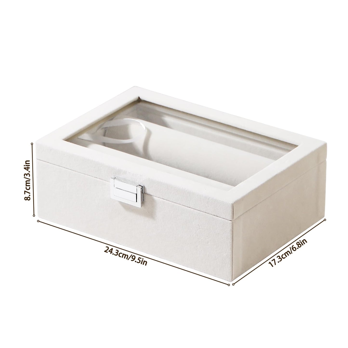 Gghenda Bracelet Display Holder with Clear Lid, Jewelry Storage Organizer Box Case with Rods for Bangles, Watches, Women (Beige)