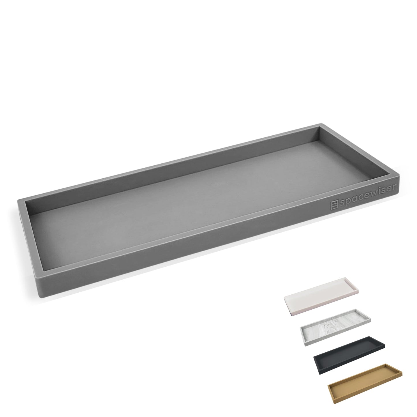 Spacewiser Countertop and Vanity Tray - 11.7" Silicone Bathroom Counter Tray, Dish Soap Trays for Kitchen Counter, Sink Organizer Caddy Accessories, Drawer Toilet Plant Shower Makeup Mat Oil Holder