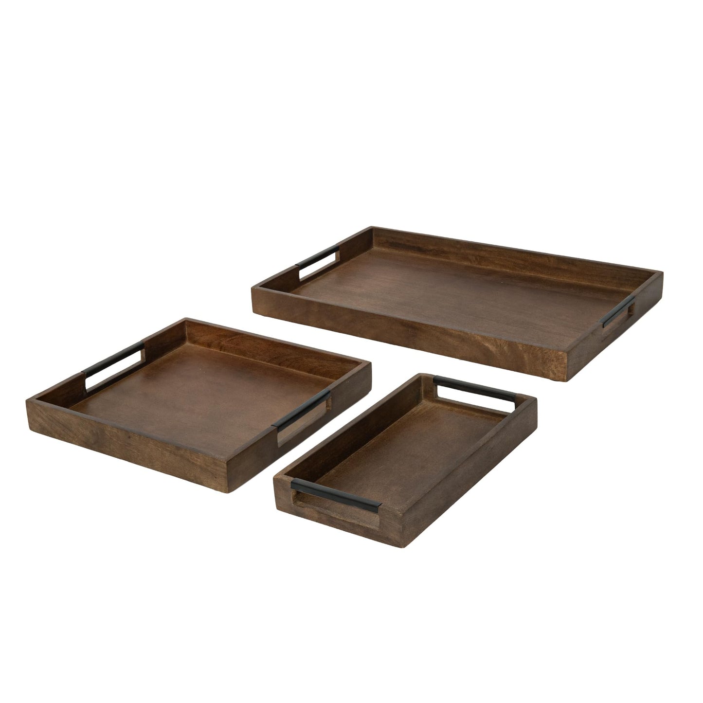 Ellementry Wooden Serving Tray Set – Decorative Tray for Coffee Table, Kitchen & Dining, Serving Platters, Breakfast & Snack Tray