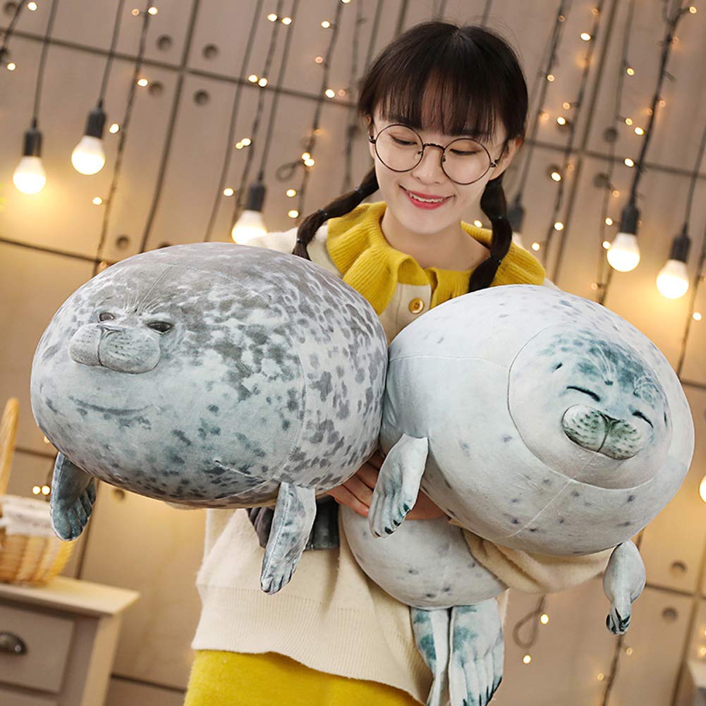 EHOTONG Cute Blob Seal Pillow, Chubby Seal Plush Hug Pillow Soft Stuffed Animal Toy (White, 15")