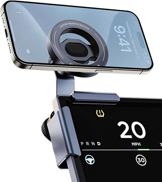 GOAKICHGO Tesla Phone Mount, Car Phone Holder for Tesla New Model Y Juniper Model 3 for Magnetic Car Mount, Magnetic Car Phone Holder fits iPhone 17 16 15 Pro Max, Tesla Accessories (Black)