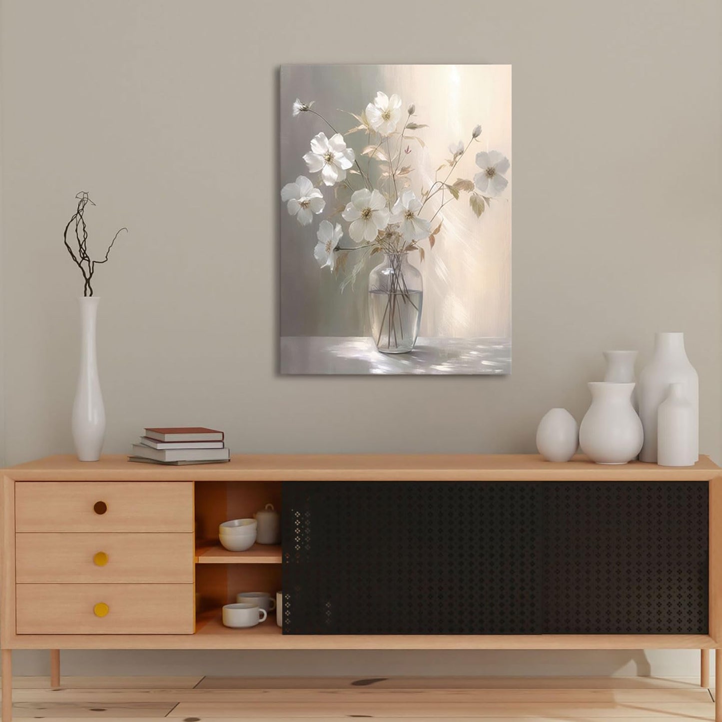 Canvas Wall Art Floral Bathroom Bedroom Framed Artwork Modern Wall Decoration 18x24 Inch Print for Kitchen Home Decor