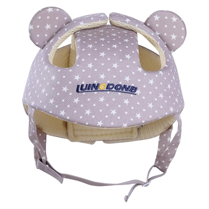 Baby Infant Helmet Toddler Headguard Head Protective Cushion Cute Children Adjustable Helmet Hat Harnesses Cap Kid Child Crawl Walk Playing (Gray Star)