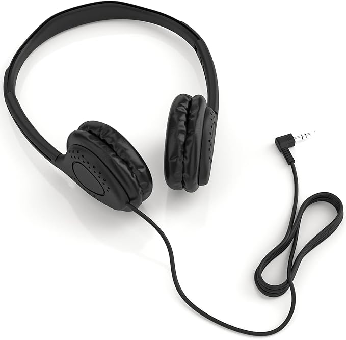 Maeline Bulk Classroom Student Headphones On Ear Stereo Headphones Adjustable Band & Faux Leather Cushions for Kids Online Learning, Library, School, Travel - 3.5mm Plug - 30 Pack - Black