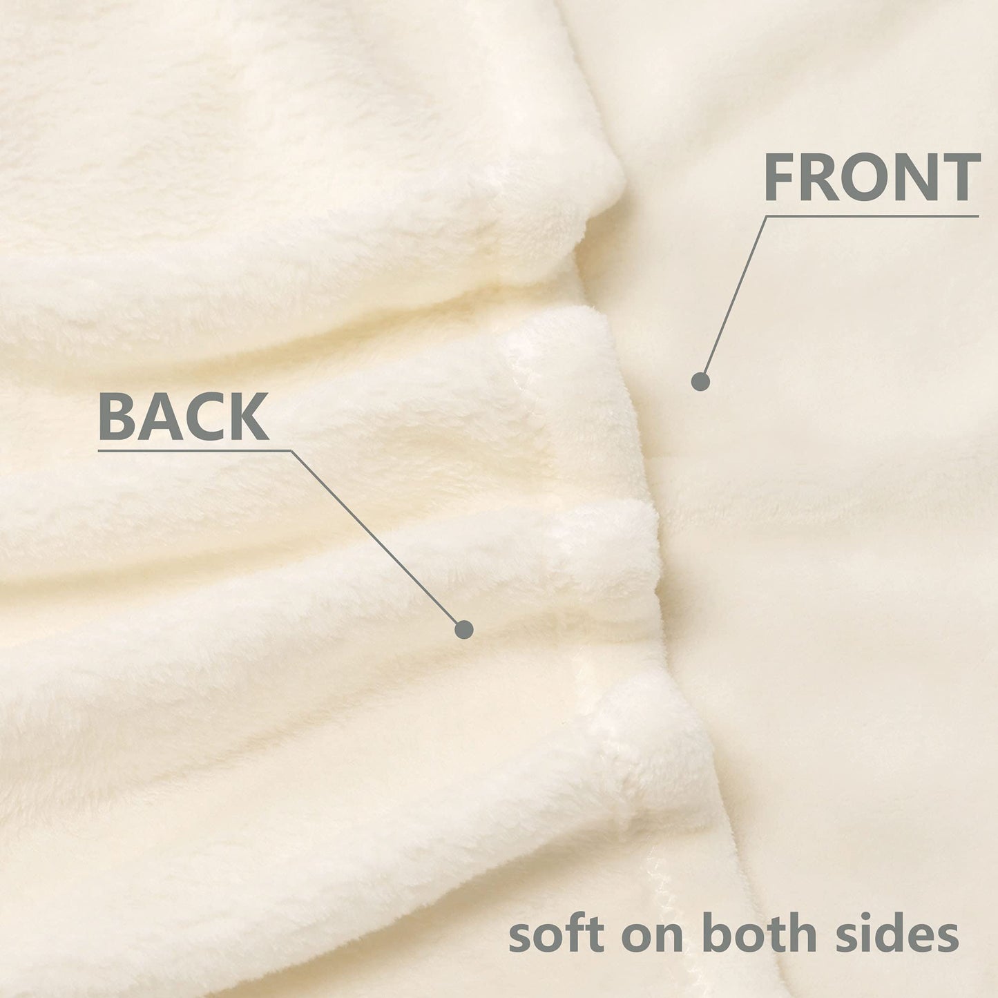 NANPIPER Fleece Blankets, Super Soft Flannel Queen Size Blanket for Bed, Luxury Cozy Microfiber Plush Fuzzy Blanket,Ivory White