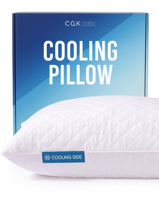 Cooling Pillow Queen Size - 100% Rayon Derived From Bamboo - Double-Sided Cooling Bed Pillow for Hot Sleepers - Adjustable Shredded Memory Foam - Soft or Firm Support for Side, Back & Stomach Sleepers