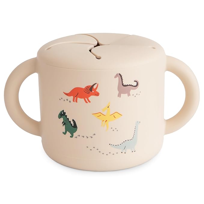 mushie Silicone Snack Cup | Spill Proof Food Container for Toddler and Baby (Dinosaurs)