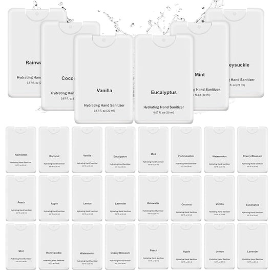 Frienda 48 Pcs Hydrating Hand Sanitizer Spray Bulk 2026 New Year Gift Mini Scented White Hand Sanitizer Spray Holiday Thank You Gift Bulk for Women Men Office Coworker Nurse Volunteer