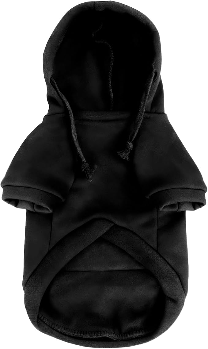 Jecikelon Winter Dog Hoodie Sweatshirts with Pockets Warm Clothes for Small Dogs Chihuahua Coat Puppy Custume Clothing (X-Small, Y02-Black)
