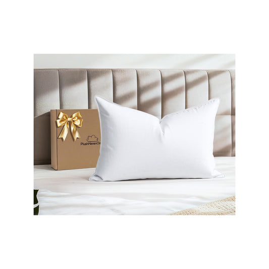 PlushHavenCloud White Goose Down Pillow Luxury Hotel Bed Pillow with 100% 1000+ Fill Power, Goose Feather Pillow for Sleeping, 600TC Cotton Shell, Standard Size- Soft, 1 Pack