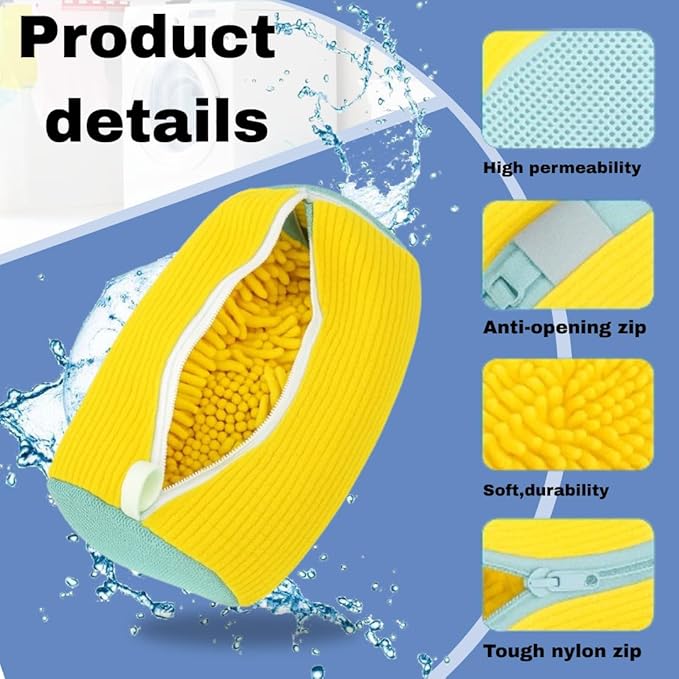 Sneaker Laundry Bags (2 Pack) – Padded Shoe Washing Bags for Washing Machine, Zippered & Reusable