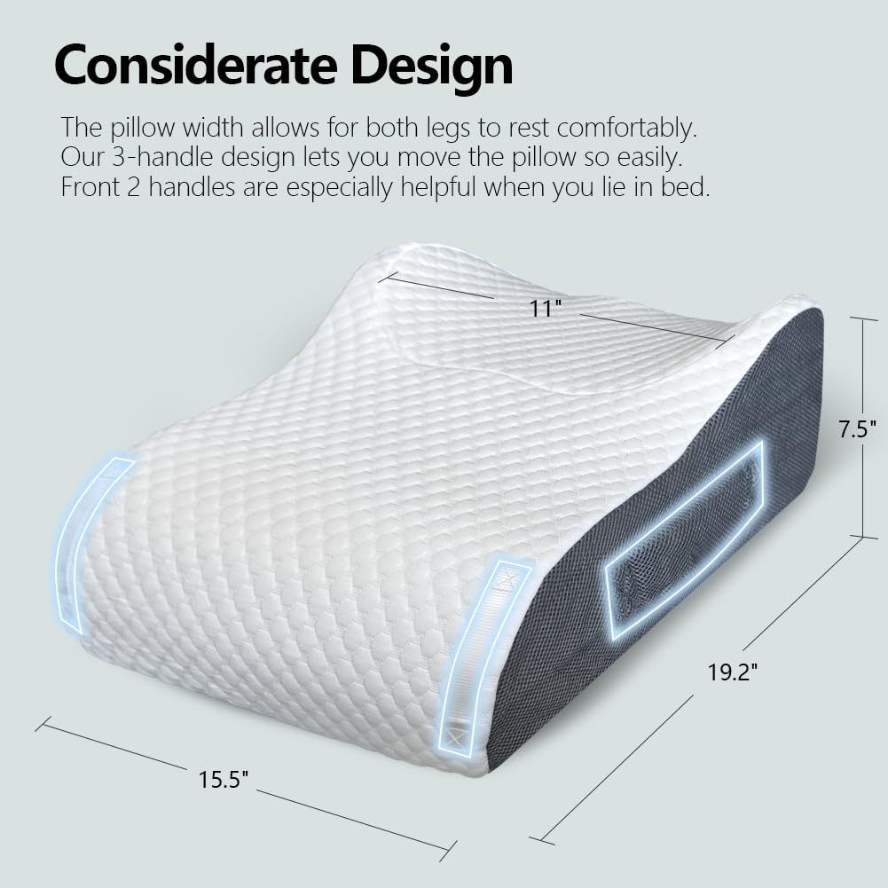 BlissfulNest Leg Elevating Pillow Leg Elevation Pillow for Legs/Knee/Ankle Post Surgery Memory Foam Cooling Fabric Eases Legs/Feet/Calves Pressure Speeds Post Surgery Recovery