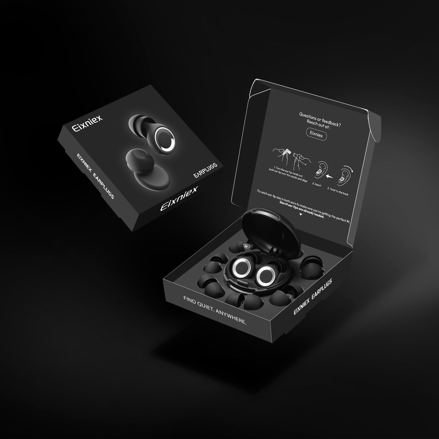 Eixniex Ear Plugs for Sleep - Total Silence! Single+Double Tips Design | 46dB Noise Reduction & Advanced Seal Tech | 8 Pairs (XS-L) + Case | Trusted by Millions