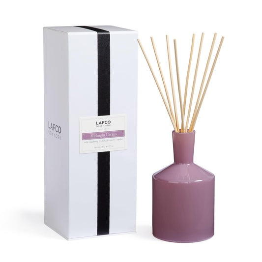 LAFCO New York Classic Reed Diffuser, Midnight Cactus - 6 oz - Up to 3 Months Fragrance Life - Reusable Glass Vessel - Natural Wood Reeds - Made in the USA