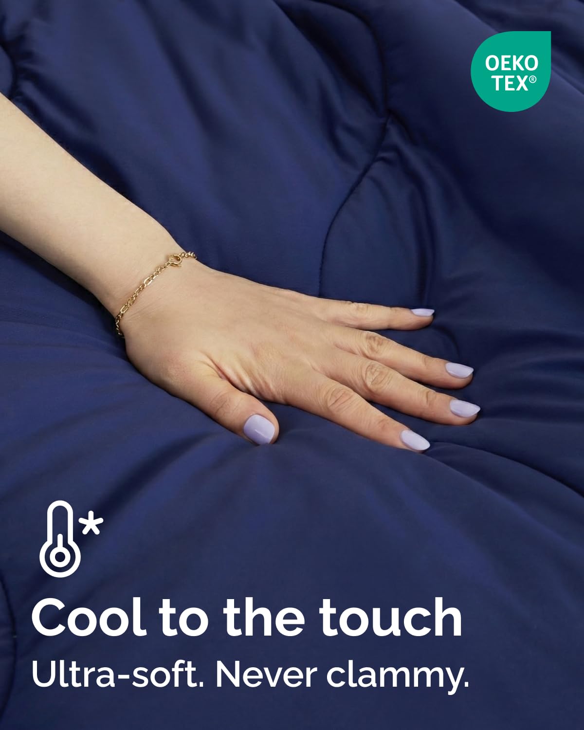 Cooling Comforter Full/Queen Size - Cooling Blanket for Hot Sleepers and Night Sweats - Summer Comforter for Full & Queen Size Beds - Soft, Comfy, Breathable Cold Blanket for Sleeping - 90x90 (Navy)