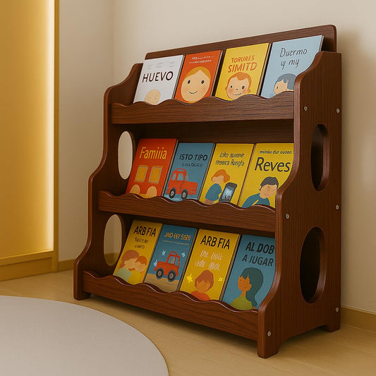 AMMEHOELA Wood Kids Bookshelf,WalnutWood GrainPattern