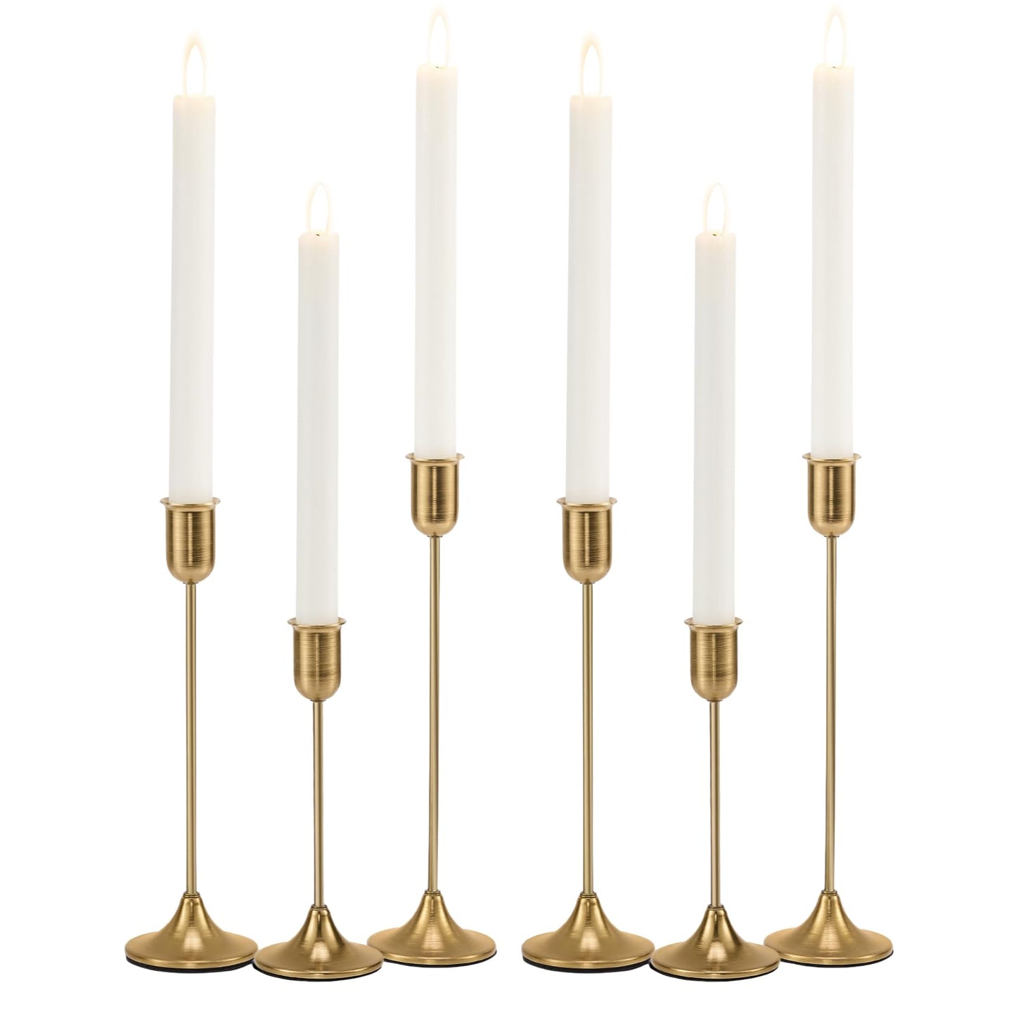 Brass Gold Candlestick Holders Set of 6, Metal Taper Candle Stick Holder