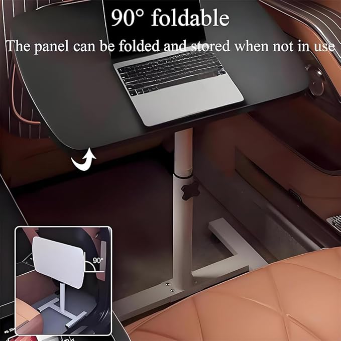 Portable Car Seat Tray Table, Multi-Functional Foldable Car Desk, RV Folding Table, Desk Computer Workstation for Motorhome, Car Computer Desk for Working, Eating (Black, 23.6" Lx15.7 W/60x40cm)