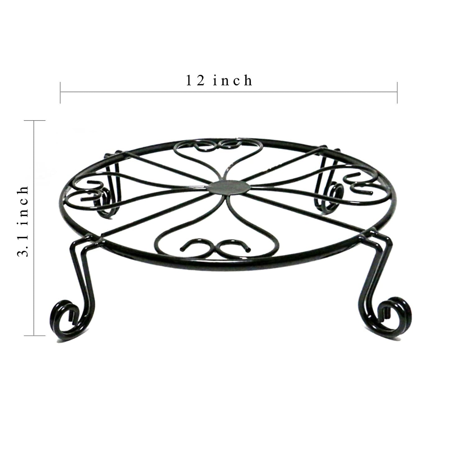NSYOOMH 2 packs 12" Black Metal Plant Stands Heavy Duty Plants Holder Outdoor Indoor, Round Wrought Iron Sturdy Flower Planter Pot Stand, Corner Gardening Inside Potted Plant Risers - 12Inches