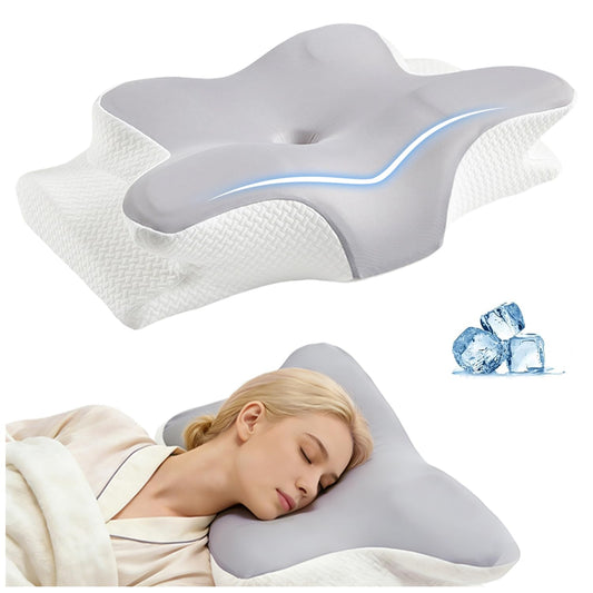 Ergo Cervical Neck Pillow for Deep Sleep – Ergonomic Neck Pain Relief Pillow, Orthopedic Contour Memory Foam Support, Odorless, Cooling Breathable Pillowcase, Promotes a Healthy Sleep Position