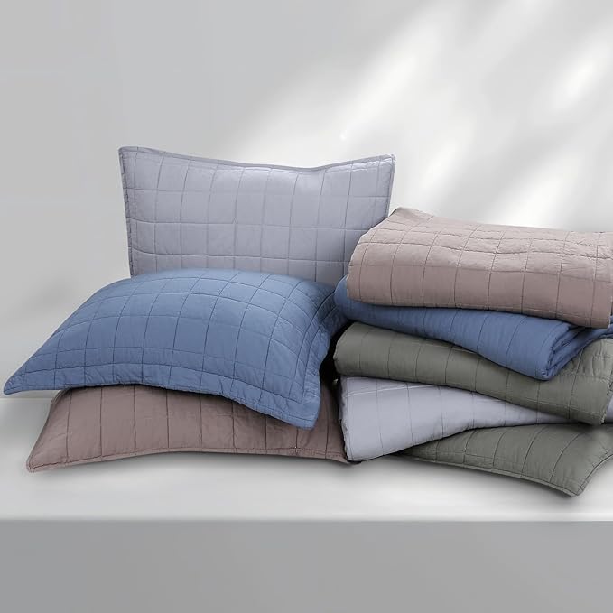 100% Cotton Quilt Sets Queen Size- Soft Lightweight Quilt Bedding Set for Bedroom Decor- Bedspread in Geometric Pattern with 2 Pillow Shams for All Season, 90x98 inches
