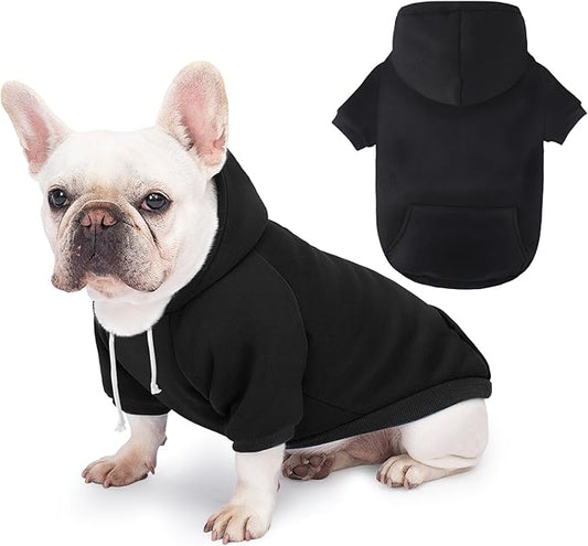 BAOBICUTE Dog Basic Hoodie Soft Dog Clothes Cold Weather Sweaters for Medium Large Dogs Cozy Fabric Warm Sweatshirt with Leash Hole (Black, L (Back: 20.47",Chest: 28.35", Neck: 21.26"))