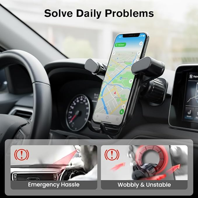 PVZXR Air Vent Car Phone Mount Holder,2026 New Wider Clamp & Metal Hook Car Phone Holder Vent [Thick Cases Friendly] Phone Holders for Your Car Mount Automobile Hands Free Cradle Air Vent (B-3PCS)