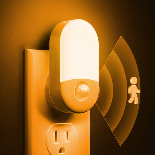 L LOHAS LED Amber Night Light, 2 Pack, Night Lights Plug into Wall Motion Sensor, 0.6W 2000K, LED Nightlights, 30/60LM Adjustable Brightness, Automatic Low Blue Nightlight for Kids, Bathroom, Hallway