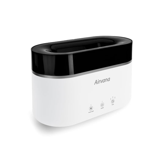 Airvana AquaFlame Ultrasonic Humidifier (.75L / .20 Gal) - Vibration Technology Humidifier with Essential Oil Diffuser – Tabletop Design for Personal Use, Dorm Rooms, & Desks - White (.75L / 0.20 Gal)