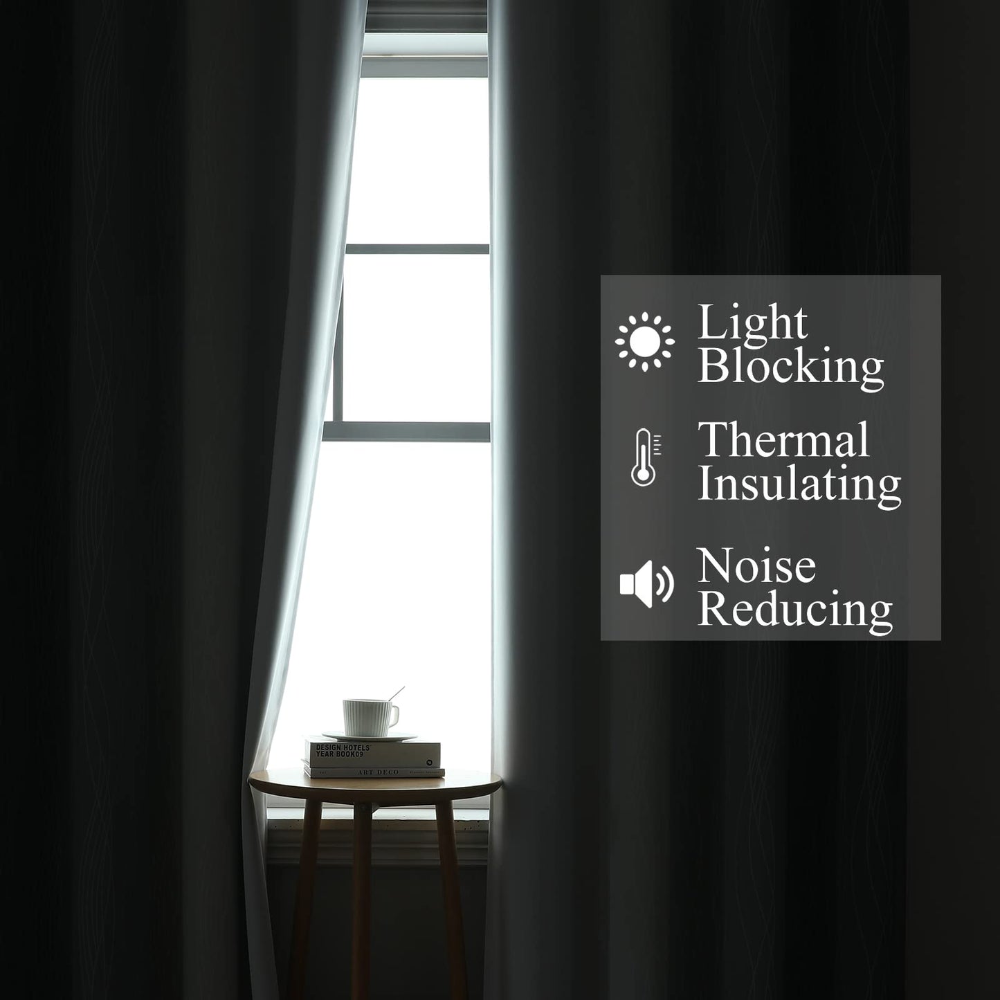 Estelar Textiler Grey and Greyish White Blackout Curtains & Drapes for Bedroom,Thermal Insulated Ombre Blackout Drapes,Full Room Darkening Energy Saving Gray Curtains for Living Room,52Wx84L,2 Panels