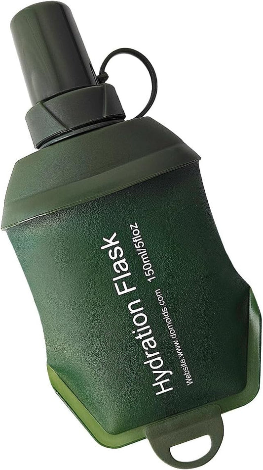 WILDREEDS 150ml Soft Flask, TPU Collapsible Soft Water Bottle for Hydration Pack, Running Vest, Folding Water Bottle for Hiking Cycling Climbing-1Pcs, Green