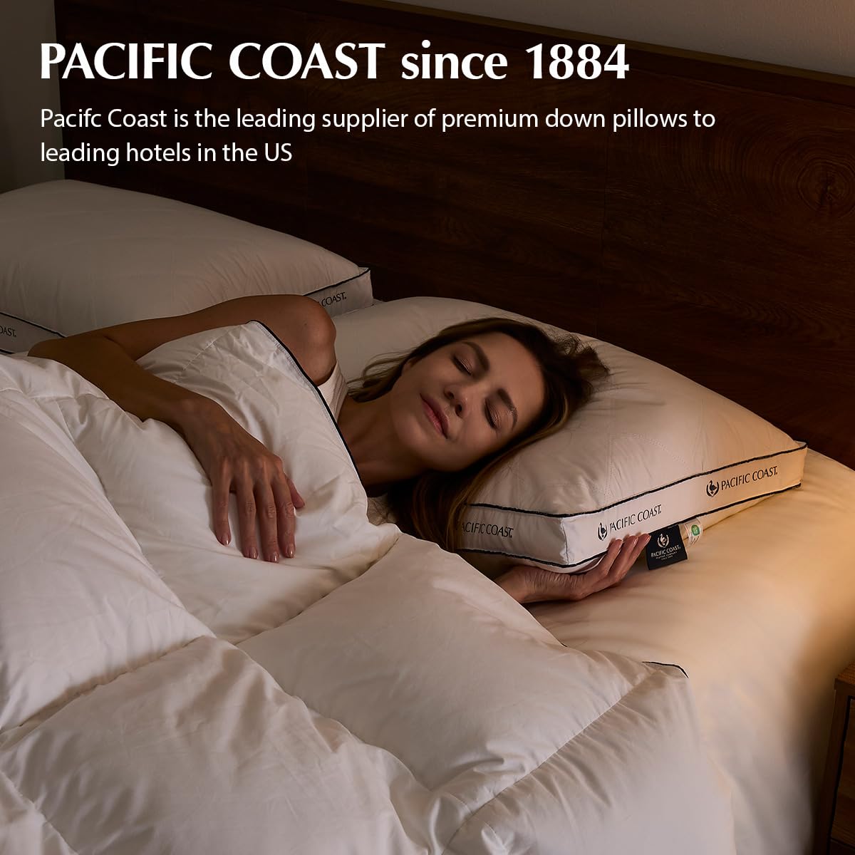 Pacific Coast Goose Feather and Down Firm Pillows King Size Set of 2, Bed Pillows for Side and Back Sleepers, Supportive Gusseted Hotel Collection Pillow with 100% Cotton Shell